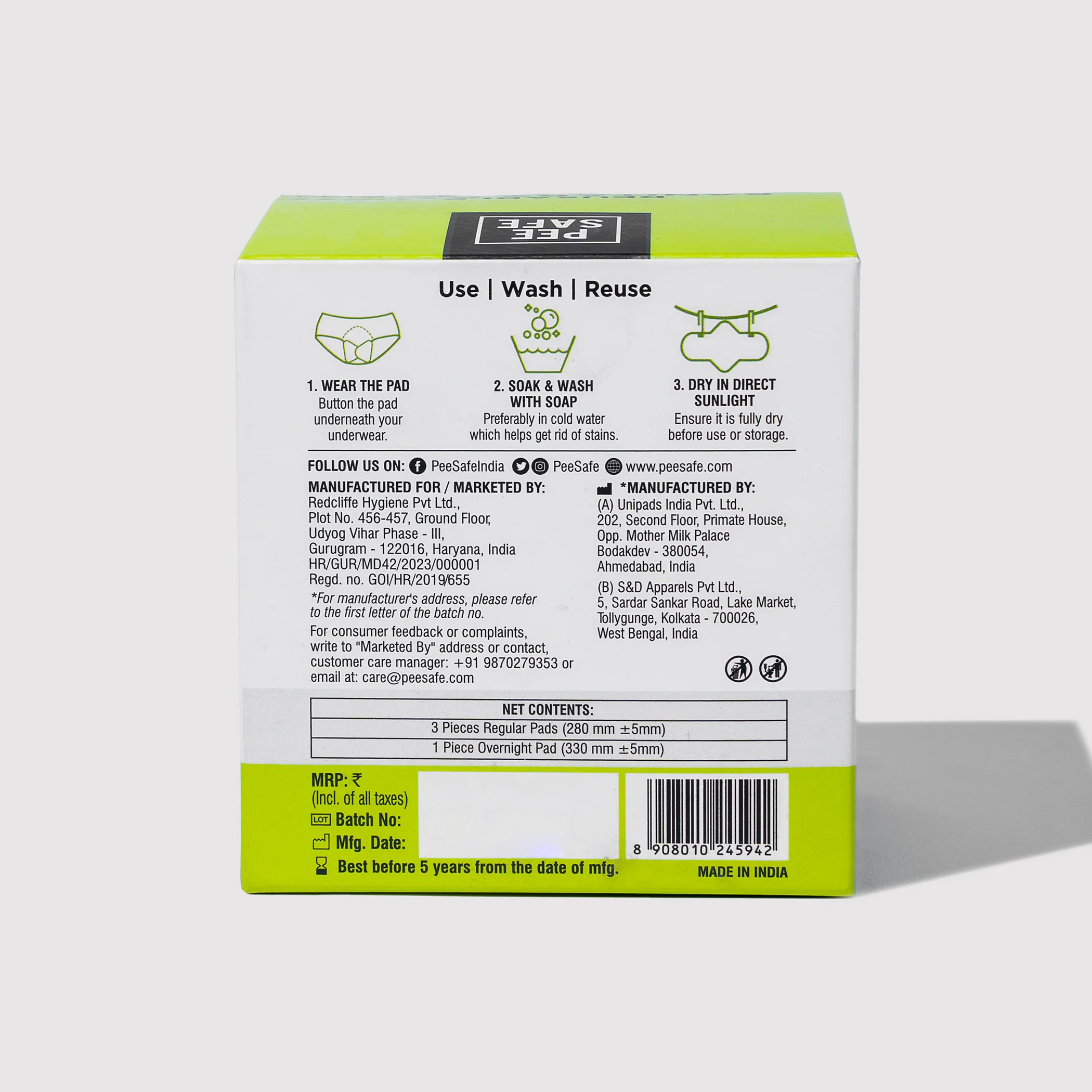 Reusable Sanitary Pads (3 Regular Pads + 1 Night Pad) - Image 3